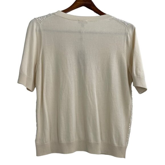NWT Talbots Cream Sequin Front Short Sleeve Cardigan Womens Size Large Petite - Picture 3 of 10